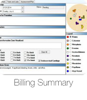Colposcopy Screen -
The provider can easily document a colposcopy visit by pointing and clicking on the image where the abnormalities were visualized. The instructions given are templated and can be configured to any wording of choice.